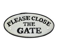 AB Tools Please Close The Gate Cast Iron Sign Plaque Wall Fence Gate Post Garden Home