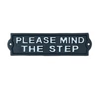 AB Tools Please Mind The Step Cast Iron Sign Plaque Black Garden Garage Safety Work