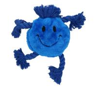 AB Tools Plush Soft Blue Happy Face Dog Play Toy With Squeak & Rope Arms.