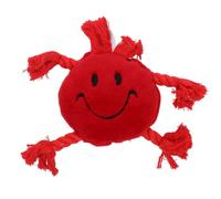 AB Tools Plush Soft Red Happy Face Dog Play Toy With Squeak & Rope Arms.