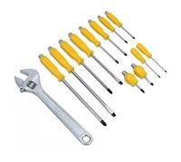 AB Tools Pozi Flat Screwdriver Set Impacted Tips With Hex Shank + 12" Adjustable Spanner