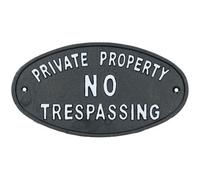 AB Tools Private Property No Trespassing Cast Iron Sign Plaque Door Wall House Gate Post