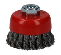 AB Tools Professional 80mm Wire Twist Knot Cup Brush For 4-1/2" M14 Angle Grinders