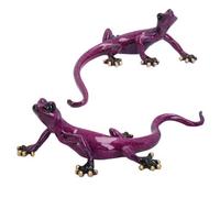 AB Tools Purple Speckled Gecko Lizard Resin Wall Shed Sculpture Decor Statue Full Set