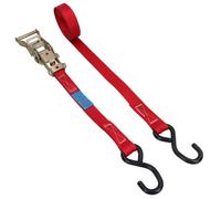 AB Tools Red Ratchet Strap Tie Down Trailer 4M Hook Cargo Strap 325Kg Lashing Sm013