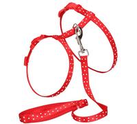 AB Tools Red Small Animal Poka Dot Harness & Lead (Neck14-20/chest18-28Cm)