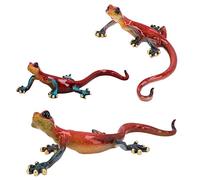AB Tools Red Speckled Gecko Lizard Resin Wall Shed Sculpture Decor Statue Full Set