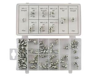 AB Tools-Resolut 110pc Assorted Hydraulic Brake Metric Grease Nipple Assortment Set Fittings