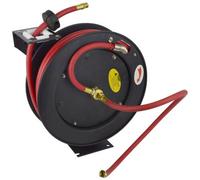 AB Tools Retractable 50Ft Air Hose On Reel 3/8 Bsp Spring Rewind Wall Mountable Bsp