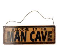 AB Tools Retro Hanging 'welcome To Man Cave'metal Sign Prepunched Holes 13X36Cm