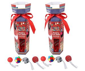 AB Tools Rosewood 2pk Cat Kitten Festive Christmas Cracker Gift Each Cracker Contains 4 Different Textured Balls