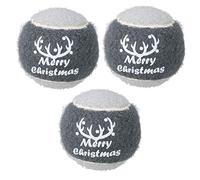 AB Tools Rosewood 3PK Dog Festive Grey 'Merry Christmas' Tennis Ball in Gift Box - 6CM