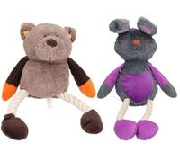 AB Tools Ruby Rabbit & Teddy Twister Soft Plush Teddy Dog Toy With Squeak 40Cm/16"
