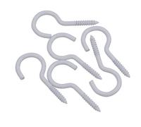 AB Tools Screw Hook Fasteners Hangers White Plastic Finish 16mm Dia 50mm Length 6Pc