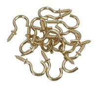 AB Tools Shouldered Screw Hooks Fasteners Hanger Brass Plated 8mm Dia 16mm Length 17Pc