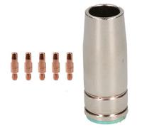 AB Tools Single Shroud & 5 X 1.0mm Contact Tips Mig Welding Binzel Style Euro Torch Mb25