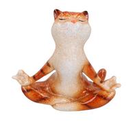 AB Tools Sitting Yoga Ginger Cat Zen Ornament Statue Meditating Garden House Decor
