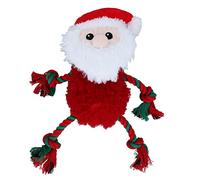 AB TOOLS Small Dog Fluffy Ropee Santa Squeaky Plush Rope Play Toy Present