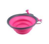 AB Tools Small Pink Round Collapsible Dog Travel Cup With Bottle Holder & Carabiner