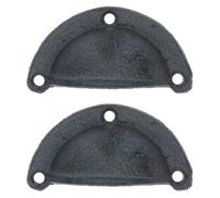 AB Tools Smooth Half Moon Shell Cup Door Handle Cast Iron Cupboard Drawer Chest 2Pk