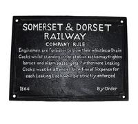 AB Tools Somerset & Dorset Railway Train Cast Iron Sign Plaque Wall Fence Gate Door