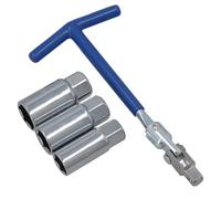 AB Tools Spark Plug Socket Remover Installer Set Flexi T Bar + 16 18 21mm Sockets 4pc