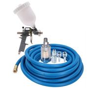 AB Tools Spray Gun 1.5mm Nozzle + Accessory Kit Inc 10M Air Hose Water Trap + Fittings