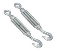 AB Tools Straining Screw / Turnbuckle Hook To Eye 2 Pack Galvanised Rigging M16 Dk64