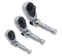 AB Tools Stubby Flexi Headed Ratchet Set Socket Driver Reversible 1/4in 3/8in 1/2in 3pc