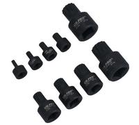 AB Tools Stubby Impact Xzn Spline Triple Square Male Sockets M4- M18 Mixed Drive 9Pc