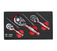 AB Tools Stubby Ratchet 1/4 / 3/8 1/2 Drive 72 Teeth Quick Release Socket Driver