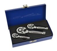 AB Tools Stubby Ratchet 1/4In 3/8In 1/2In Drive 72 Teeth Quick Release Socket Driver