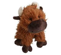 AB Tools Super Tough Squeaky Plush Rope Core Brown Cow Dog Puppy Gift Play Toy