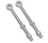 AB Tools Swing Gate Long Eye Bolts Hinge + Nuts Adjustable Zinc Plated 20 X 250mm 2Pc