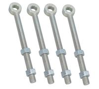 AB Tools Swing Gate Long Eye Bolts Hinge + Nuts Adjustable Zinc Plated 20 X 250mm 4Pc
