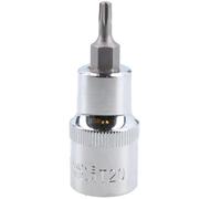 AB Tools T20 Male Torx Bit Star Socket 1/2" Drive Standard Internal Chrome Vanadium Steel