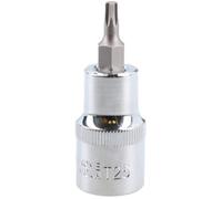 AB Tools T25 Male Torx Bit Star Socket 1/2" Drive Standard Internal Chrome Vanadium Steel