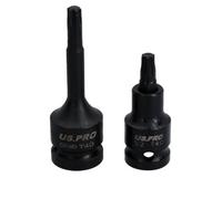 AB Tools T40 Short (53mm) + Long (78mm) Impacted Torx Star Male Bits Sockets 1/2" Drive
