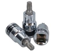 AB Tools T45 Torx / Star Male Bit Sockets 1/2" Drive 3Pc 55mm Chrome Vanadium Crv