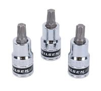 AB Tools T50 Torx / Star Male Bit Sockets 1/2" Drive 3Pc 55mm Chrome Vanadium Crv