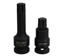 AB Tools T60 Short (53mm) + Long (78mm) Impacted Torx Star Male Bits Sockets 1/2" Drive