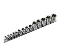 AB Tools Torx / Star Female Sockets 14Pcs Set 1/4In 3/8In And 1/2In Drive E Sockets E4 To E24