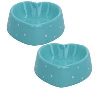 AB Tools Two Blue Heart Dog Small Animals Puppies Kittens Small Dog Bowl 15Cm/300Ml