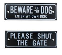 AB Tools Two Garden Gate Signs - 'beware Of Dog' & 'shut The Gate' Dog Warning Sign