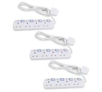 AB Tools Uk Plug 4 Gang Way Socket Extension Lead Adaptor Individually Switched Sockets 3Pk