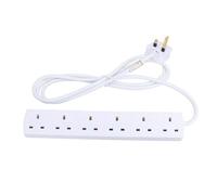 AB Tools Uk Plug 6 Gang Way Socket Extension Lead Adaptor Sockets With 2M Cable 1Pc