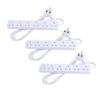 AB Tools Uk Plug 6 Gang Way Socket Extension Lead Adaptor Sockets With 2M Cable 3Pc