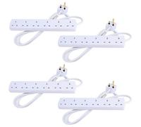 AB Tools Uk Plug 6 Gang Way Socket Extension Lead Adaptor Sockets With 2M Cable 4Pc