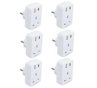 AB Tools Uk To Eu Travel Socket Adaptor 2 Pin To 3 Pin Plug + C / Usb Charging Ports 6Pk