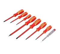 AB Tools Vde Insulated Electrical Screwdrivers + Mains Tester Phillips Flat 8Pc